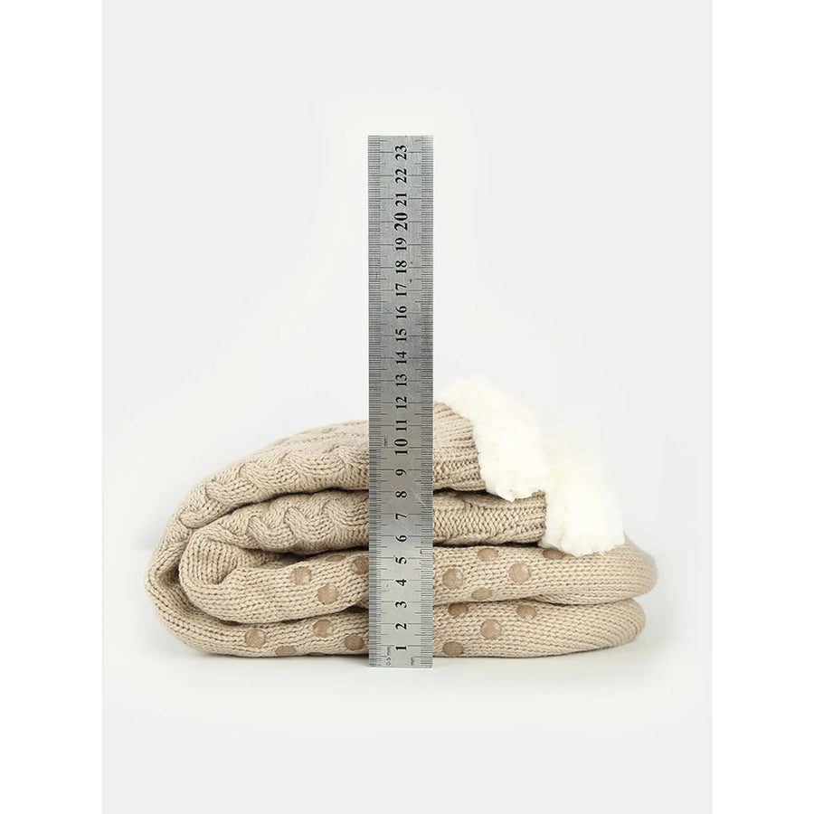 Sherpa-lined cable knit slipper socks