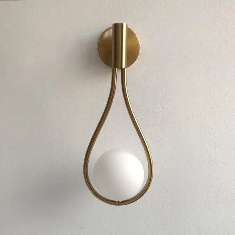 Teardrop Wall Light with Opal Globe | Black, Gold or Silver