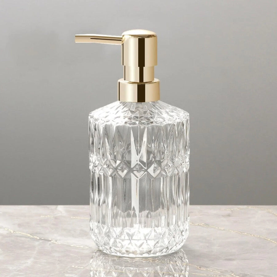 Textured Glass Soap Dispenser with Gold Pump