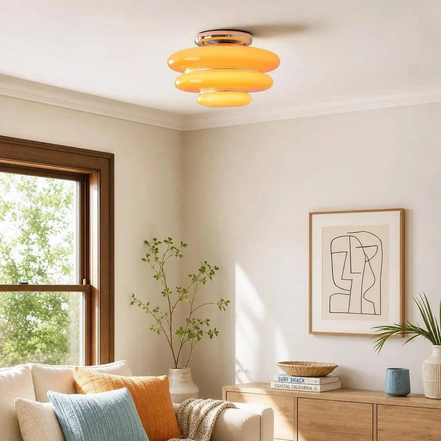 Tiered Amber Glass Ceiling Light