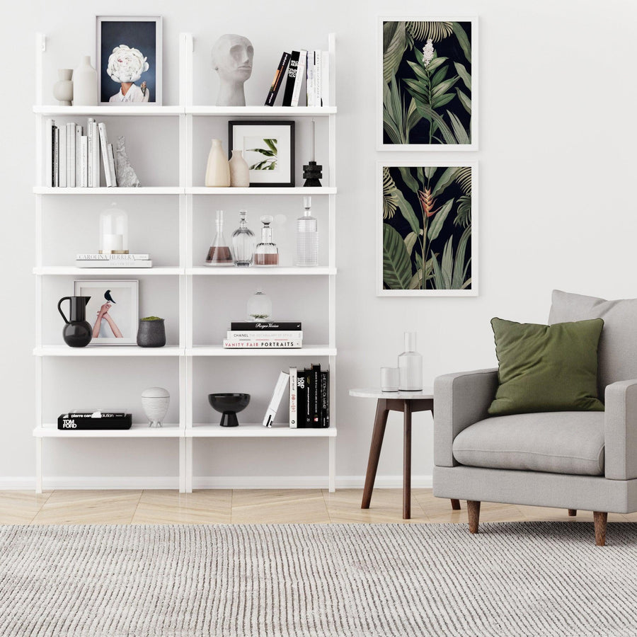 White 5-Shelf Ladder Bookshelf