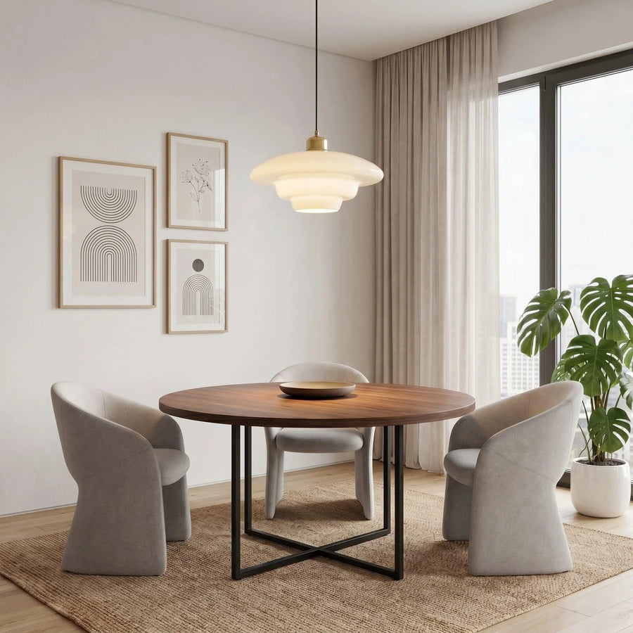 Milky White Glass Pendant Light, view 3
