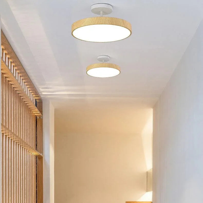 Wood effect LED ceiling light