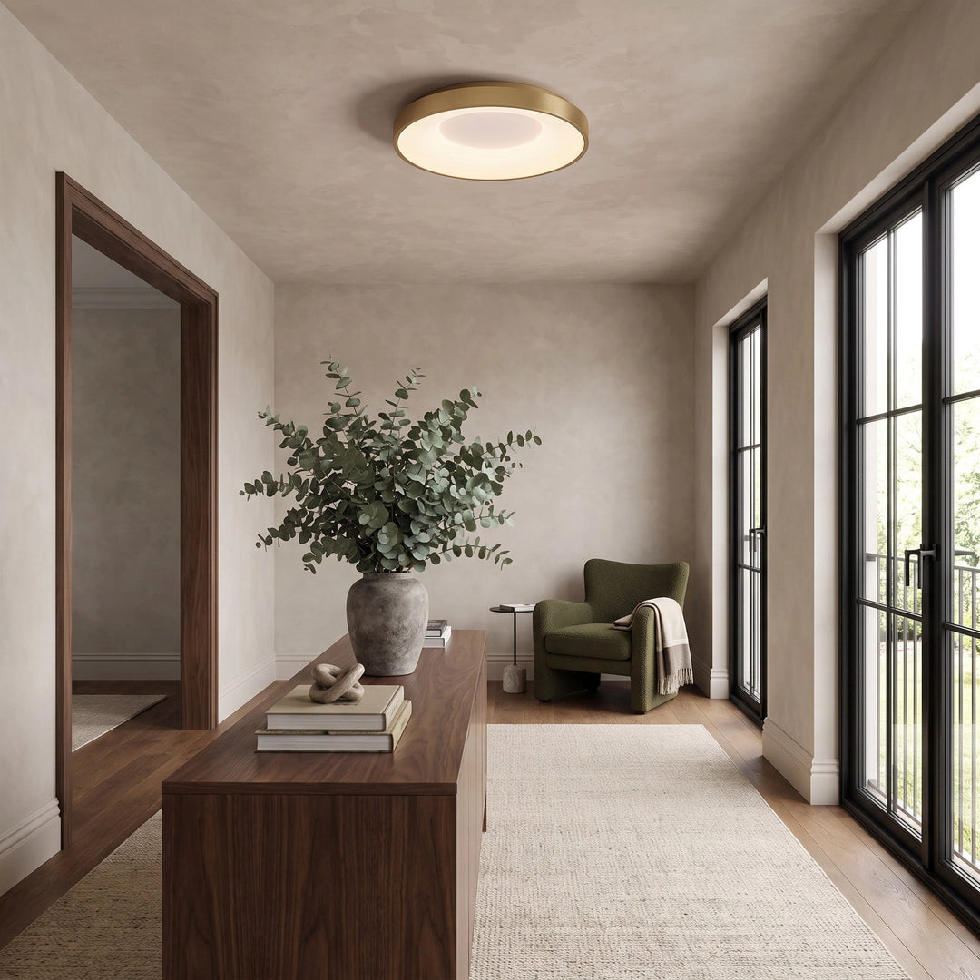 Round LED Flush Ceiling Light | Brushed Brass or Black
