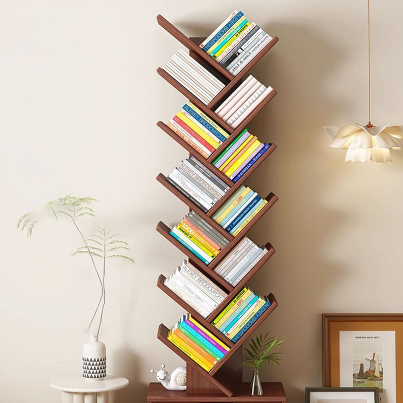 Tree Bookshelf with Drawer | Walnut or Natural, 6 to 12 Tiers