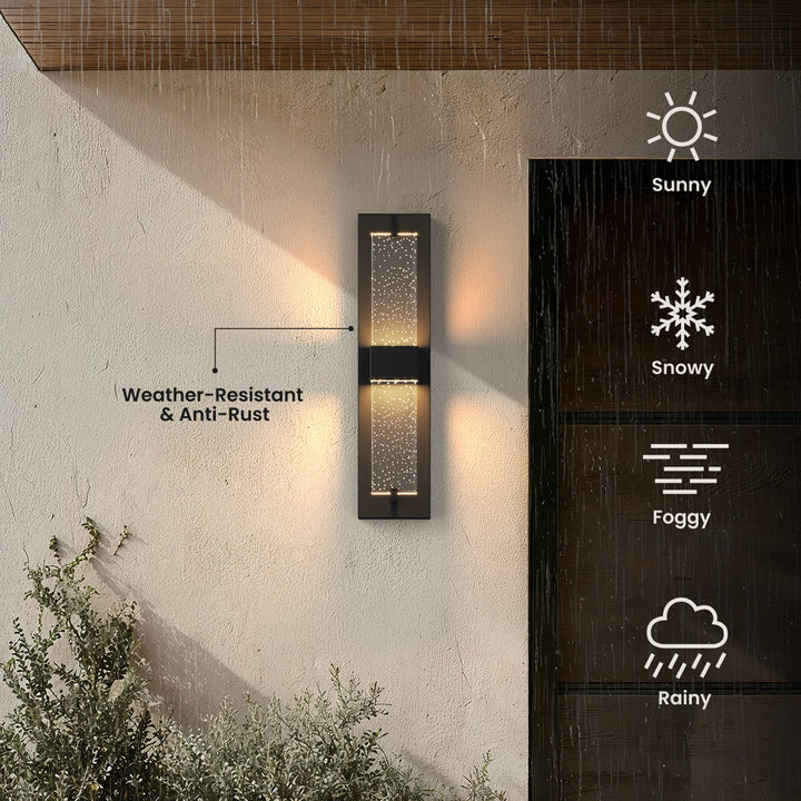 Seeded Glass Bar Outdoor Wall Light | Black, 5 Light Colours