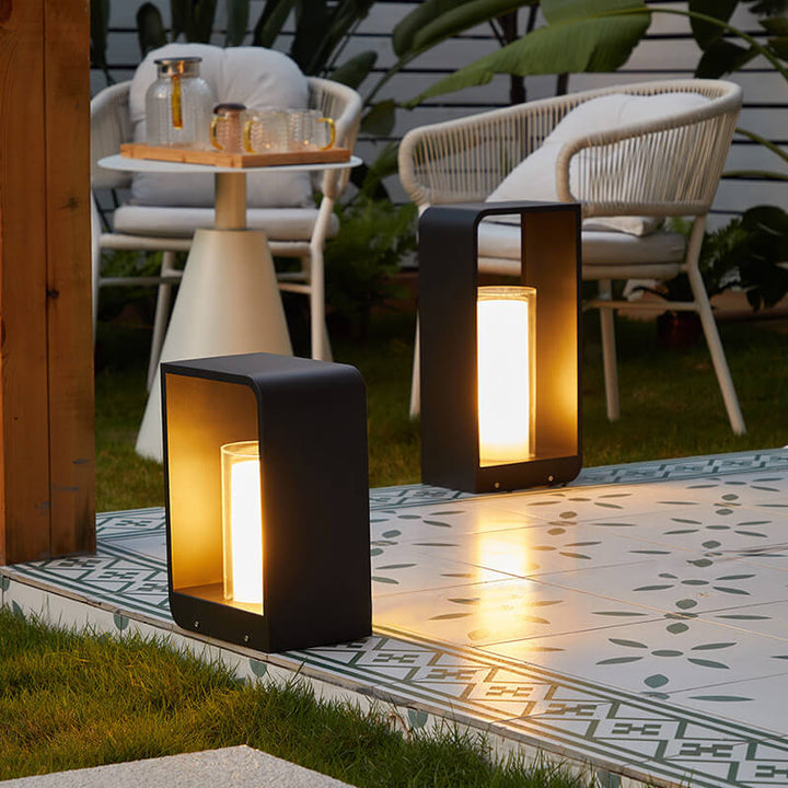 Modern Minimalist Square Frame Stainless Steel Acrylic LED Waterproof Lawn Landscape Light For Outdoor Patio