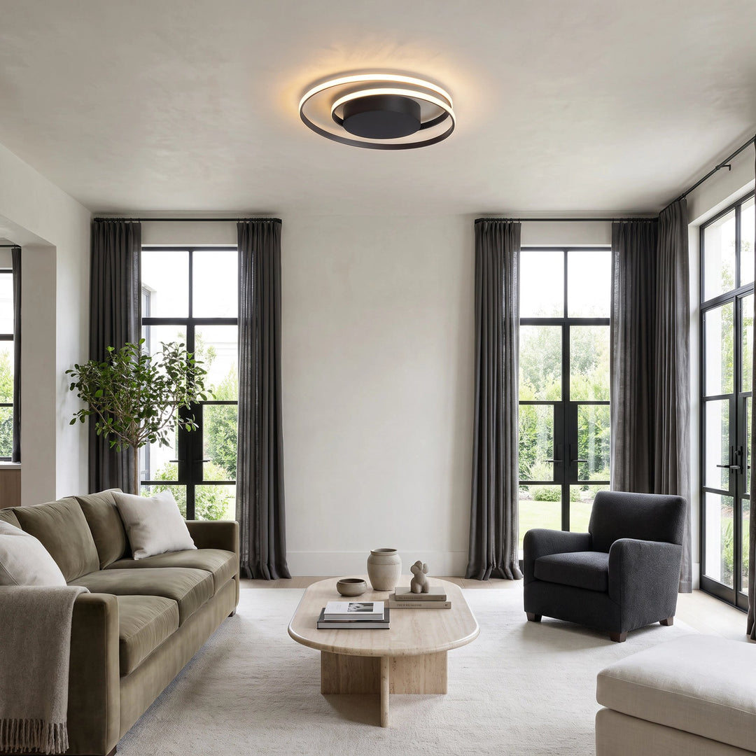 Sculptural Swirl LED Ceiling Light | Black or Gold