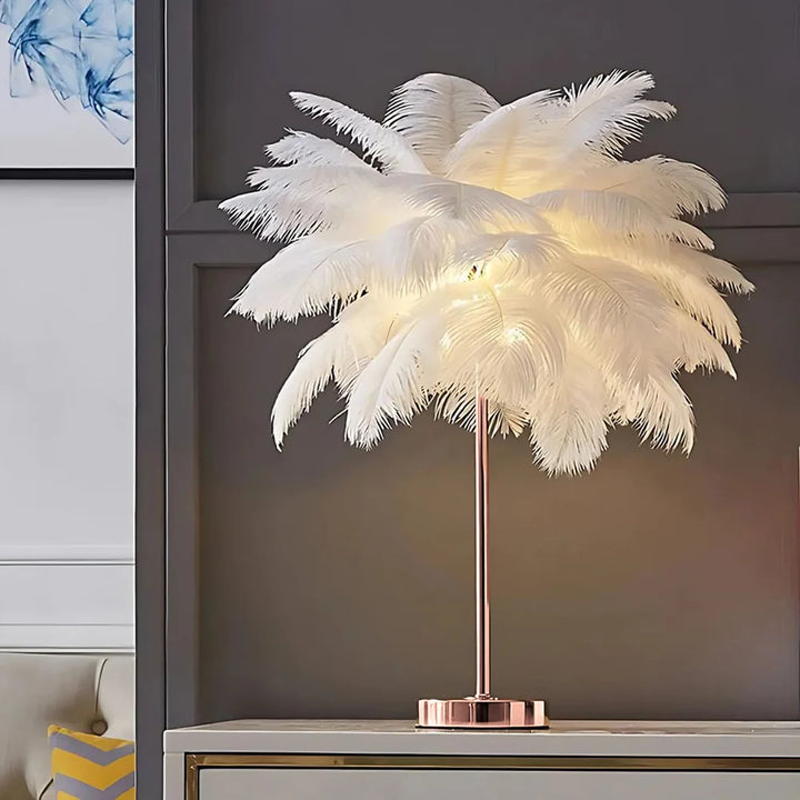 Ostrich Feather Palm Tree Table Light