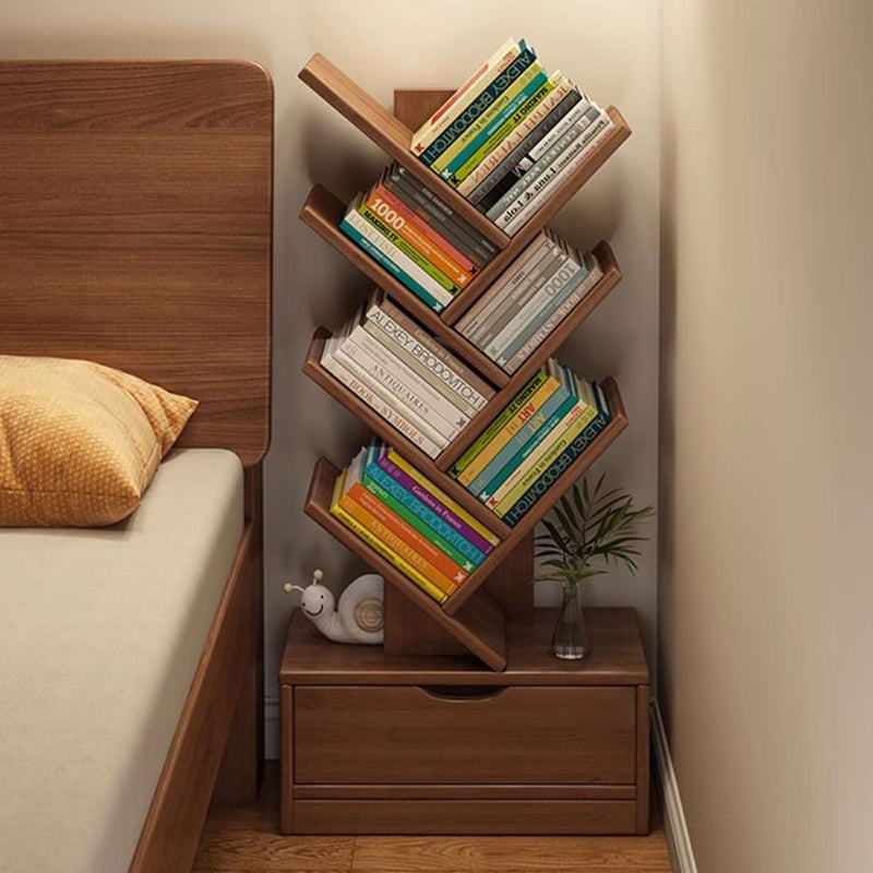 Tree Bookshelf with Drawer | Walnut or Natural, 6 to 12 Tiers