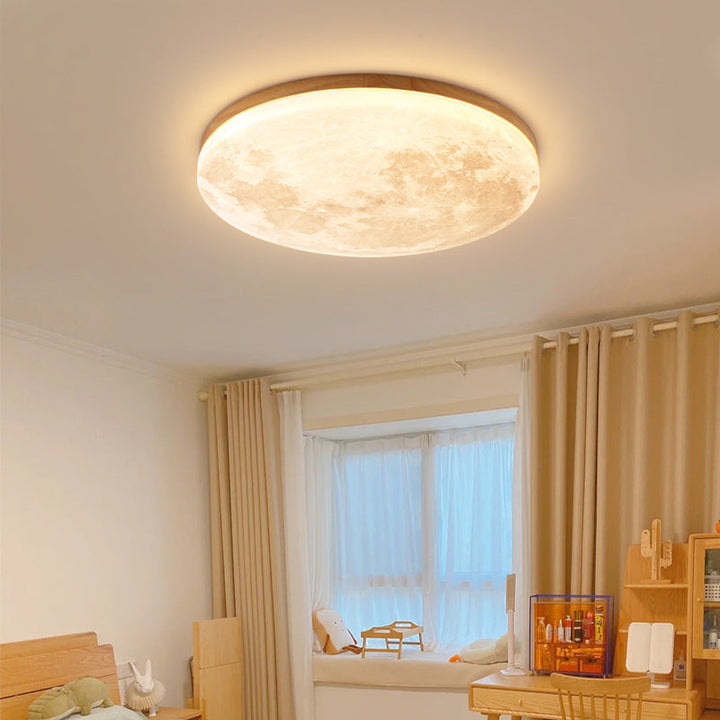 Modern Minimalist Moon Round Hardware PVC Acrylic LED Flush Mount Ceiling Light For Living Room