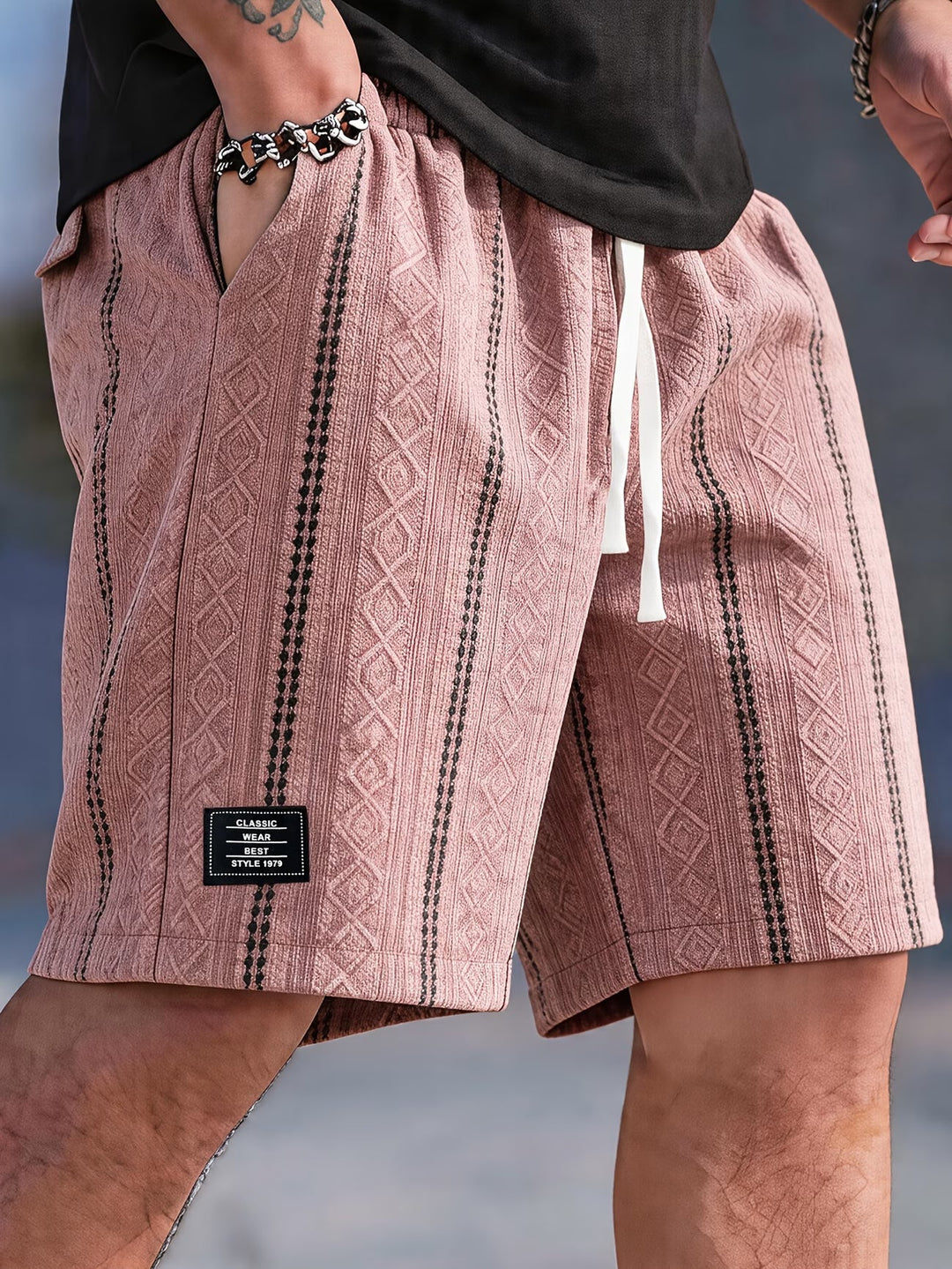 Men's Drawstring Geometric Summer Shorts – image 6