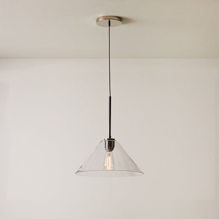 Cone Milk Clear Glass Cone Pendant Light for Kitchen