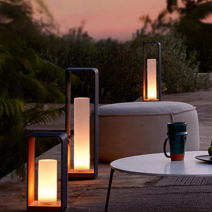 Modern Minimalist Square Frame Stainless Steel Acrylic LED Waterproof Lawn Landscape Light For Outdoor Patio