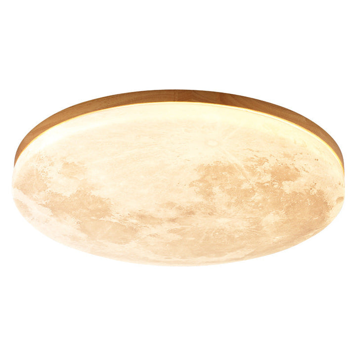 Modern Minimalist Moon Round Hardware PVC Acrylic LED Flush Mount Ceiling Light For Living Room