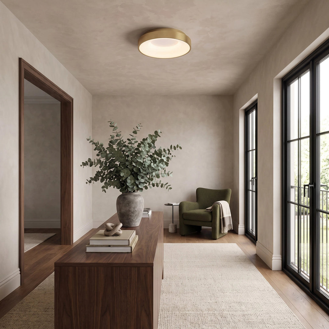 Round LED Flush Ceiling Light | Brushed Brass or Black
