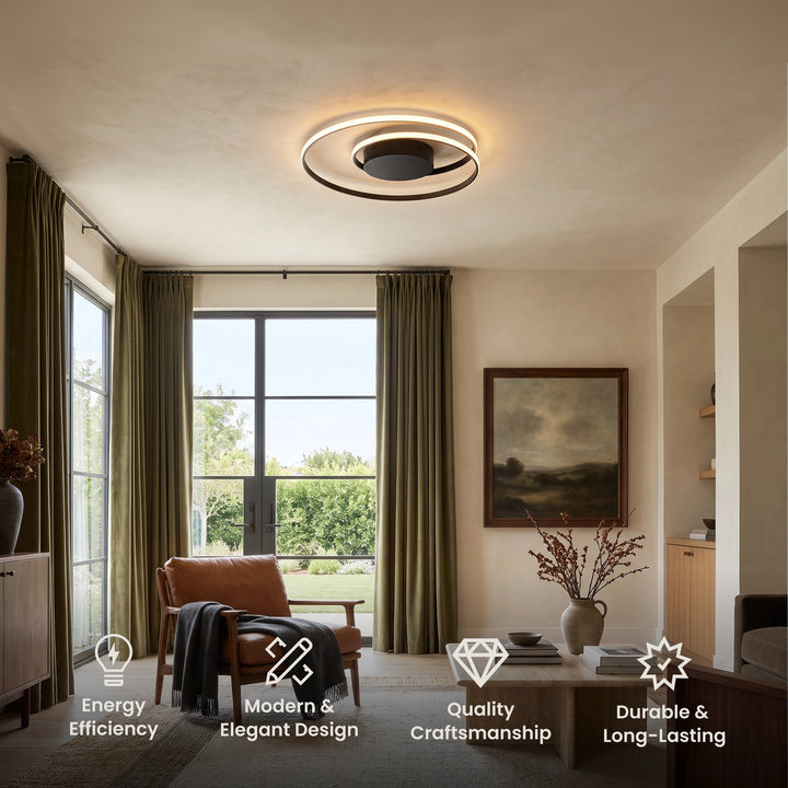 Sculptural Swirl LED Ceiling Light | Black or Gold