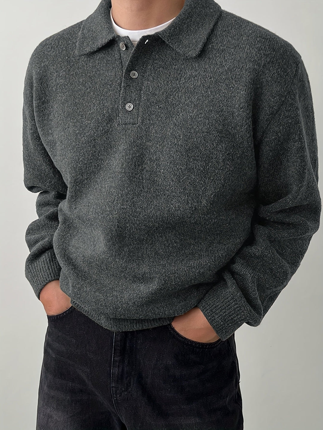 Men's Long-Sleeve Knitted Summer Polo Shirt – image 6
