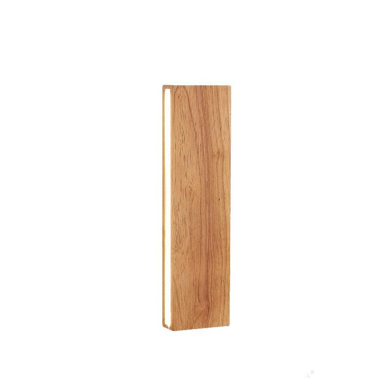 Japanese Wood Rectangular LED Wall Sconce