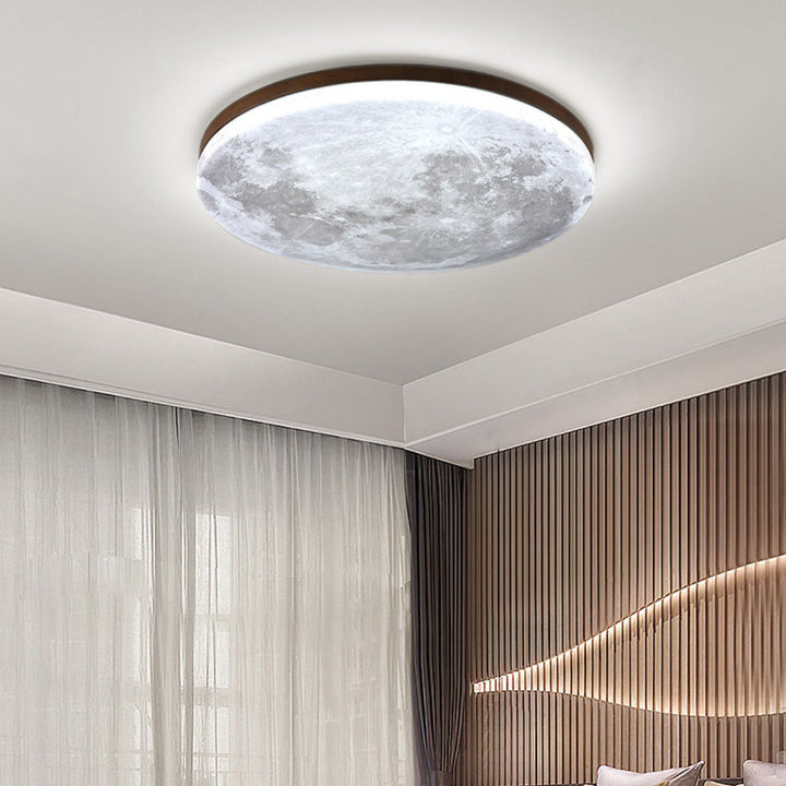 Modern Minimalist Moon Round Hardware PVC Acrylic LED Flush Mount Ceiling Light For Living Room