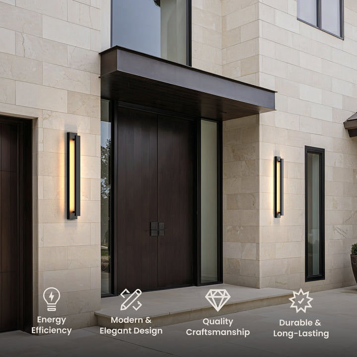 Vertical LED Outdoor Wall Light | Black, 3 Lengths