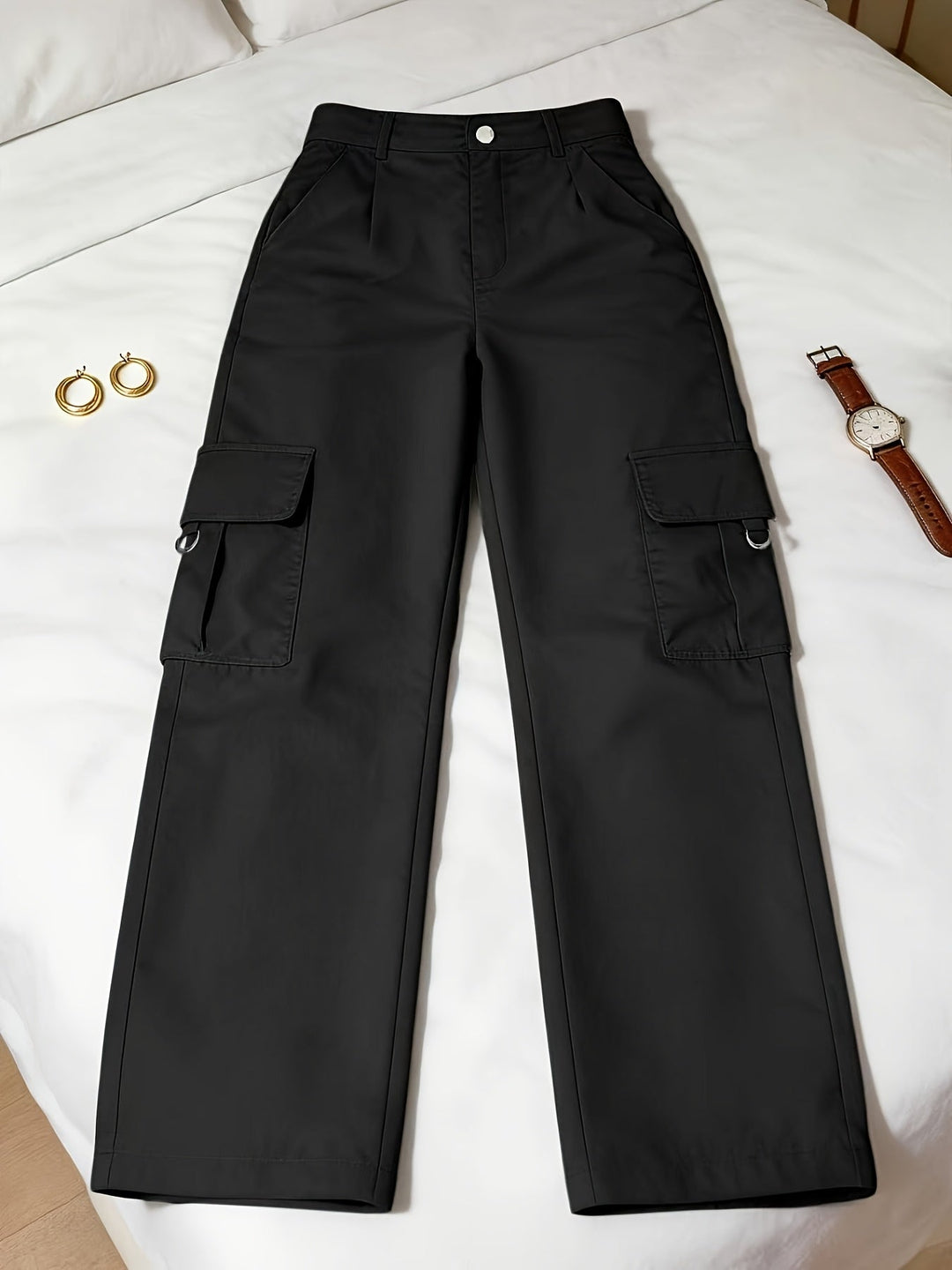 Women's High-Waisted Wide-Leg Cargo Everyday Trousers – image 10
