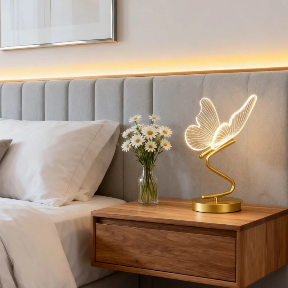 Engraved Butterfly Wing Table Lamp