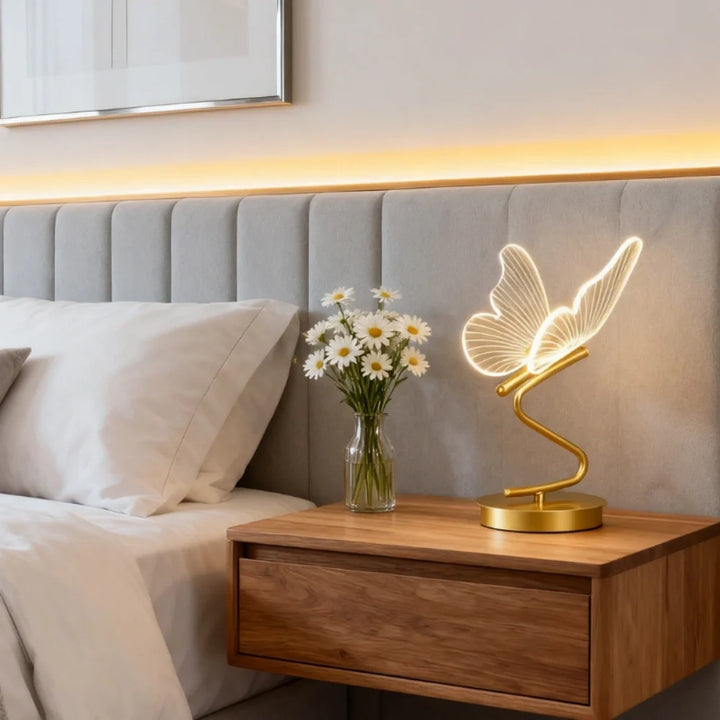 Engraved Butterfly Wing Table Lamp