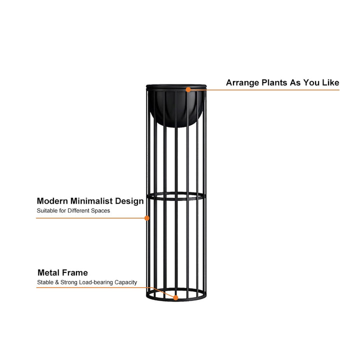 Black Metal Plant Pot with Stand