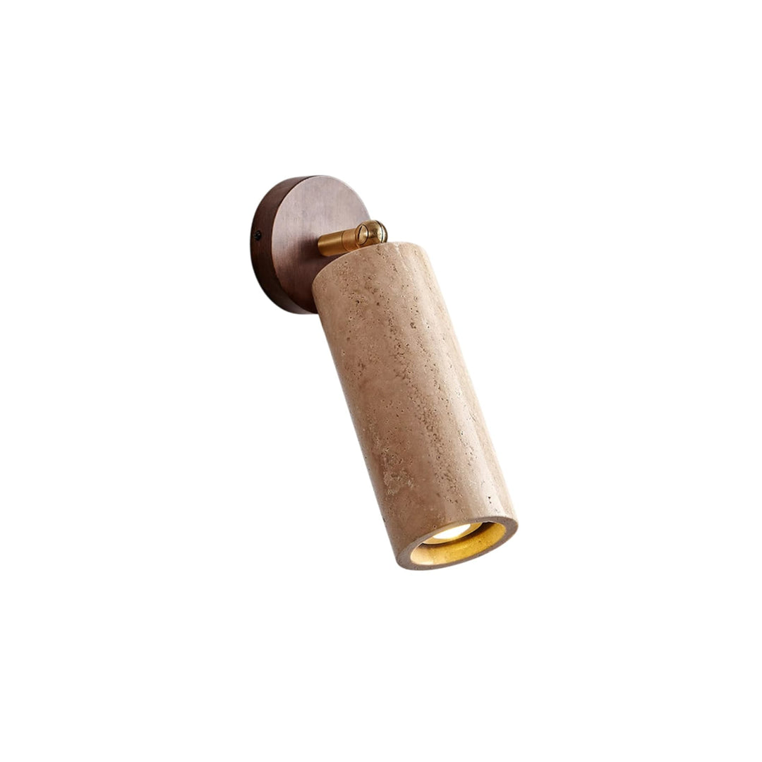 Travertine Spotlight Wall Light | Adjustable, Wood Backplate