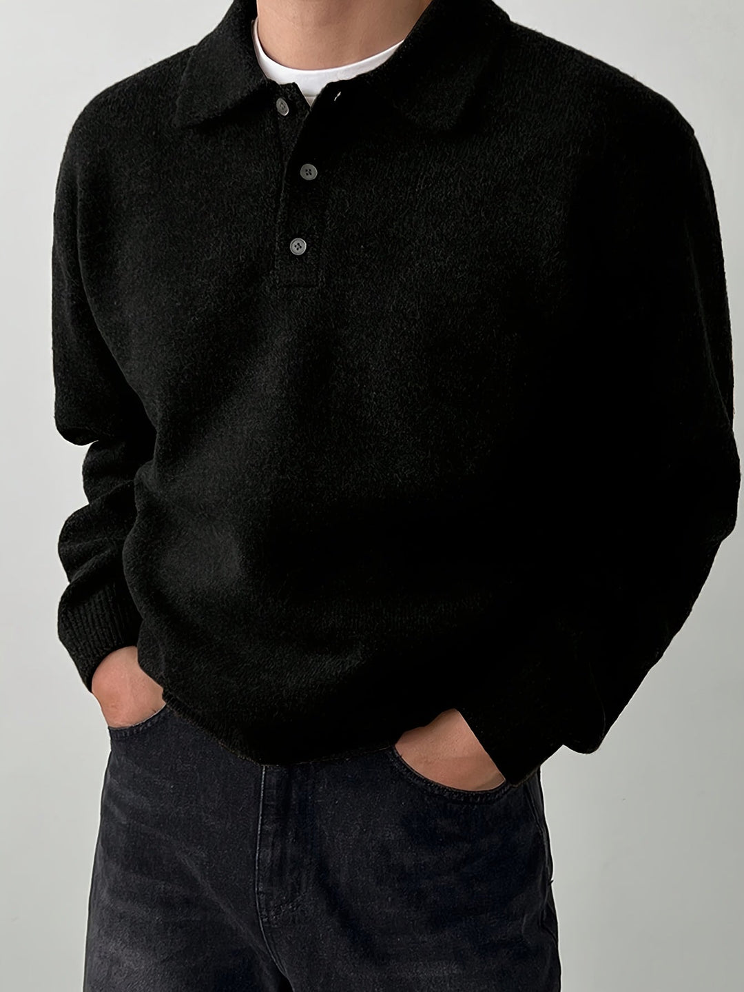 Men's Long-Sleeve Knitted Summer Polo Shirt – image 2