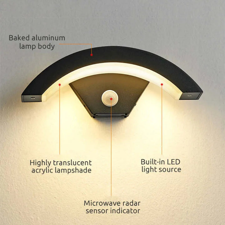 Arc Outdoor Wall Light | Black, Optional Motion Sensor