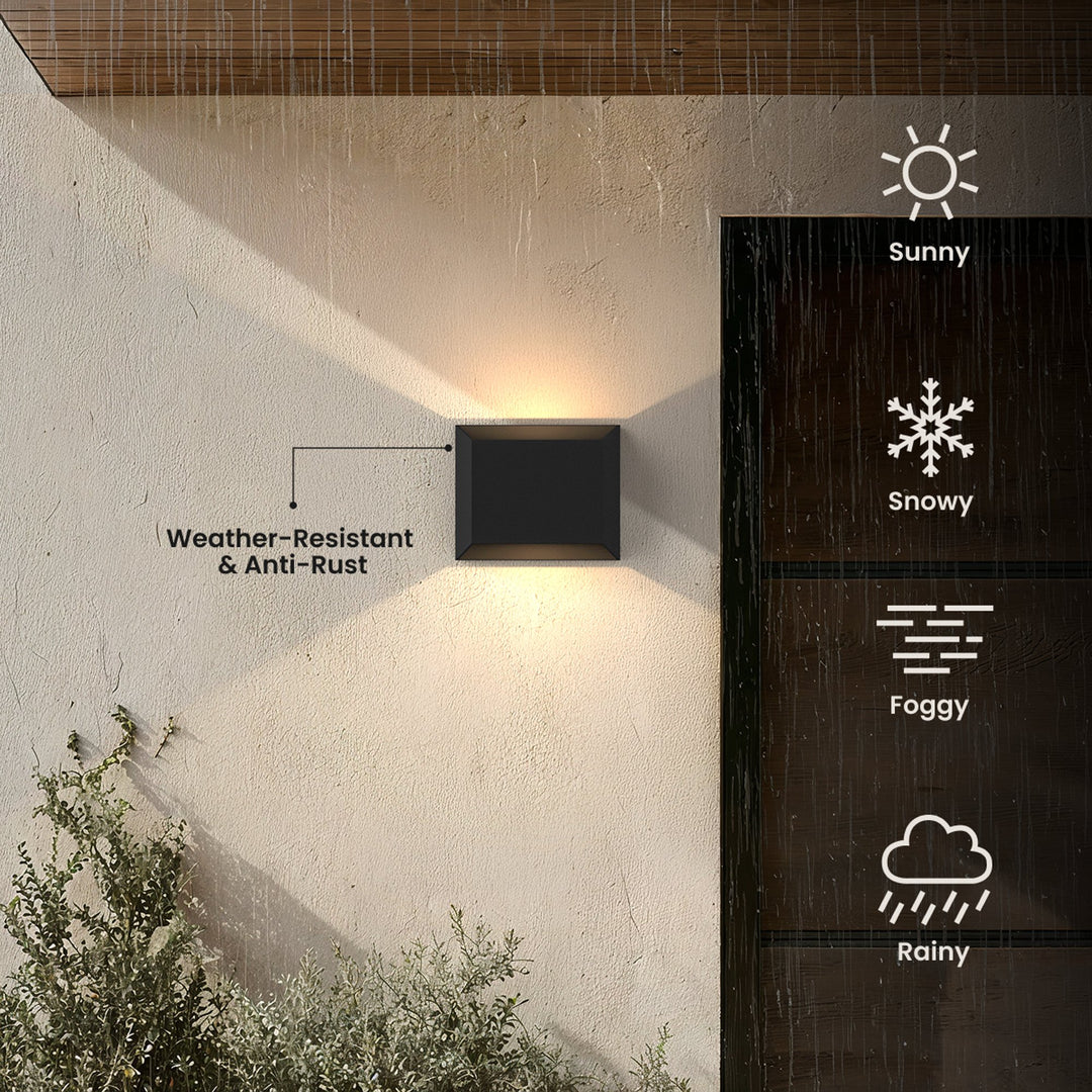 Up and Down Outdoor Wall Light | Solar or Wired, Black