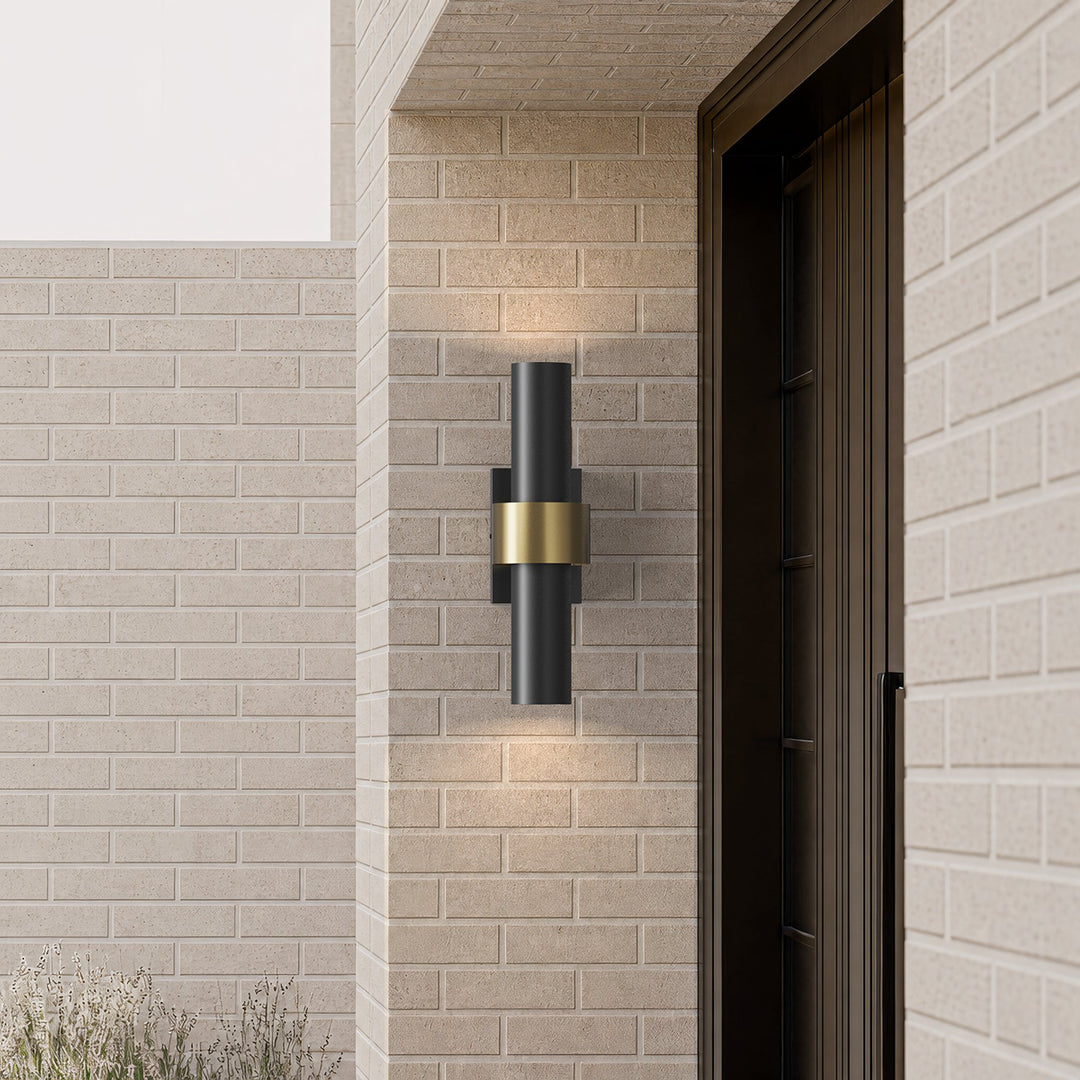 Glass Cylinder Outdoor Wall Light | Black and Gold