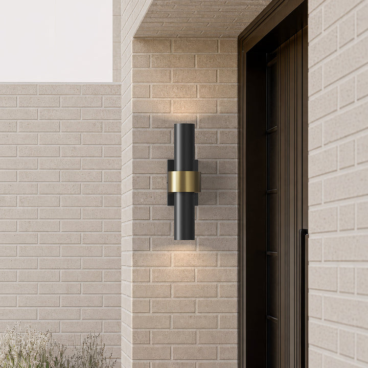 Glass Cylinder Outdoor Wall Light | Black and Gold
