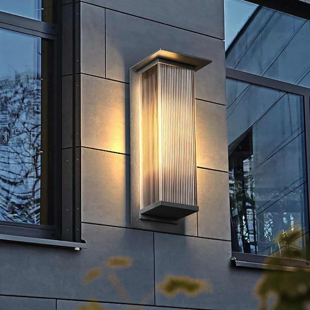 Ribbed Glass Outdoor Wall Lantern | Black, Three Sizes