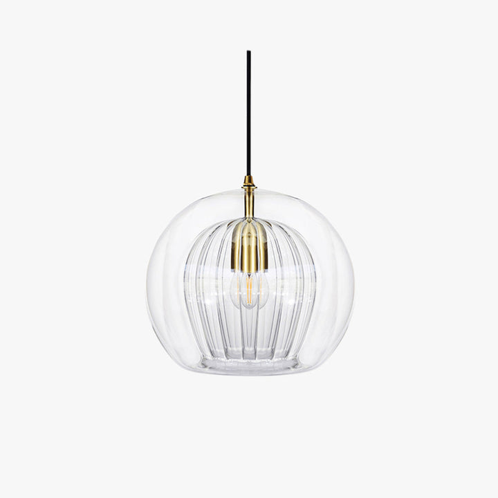 June Glass Globe Pendant Light Clear &Amber
