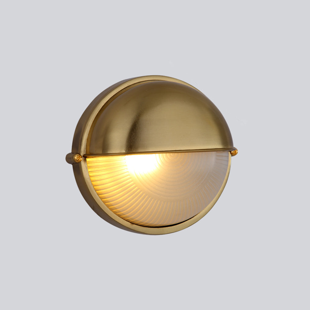Bulkhead Outdoor Wall Light | Galvanised Silver or Brass, Ribbed Glass
