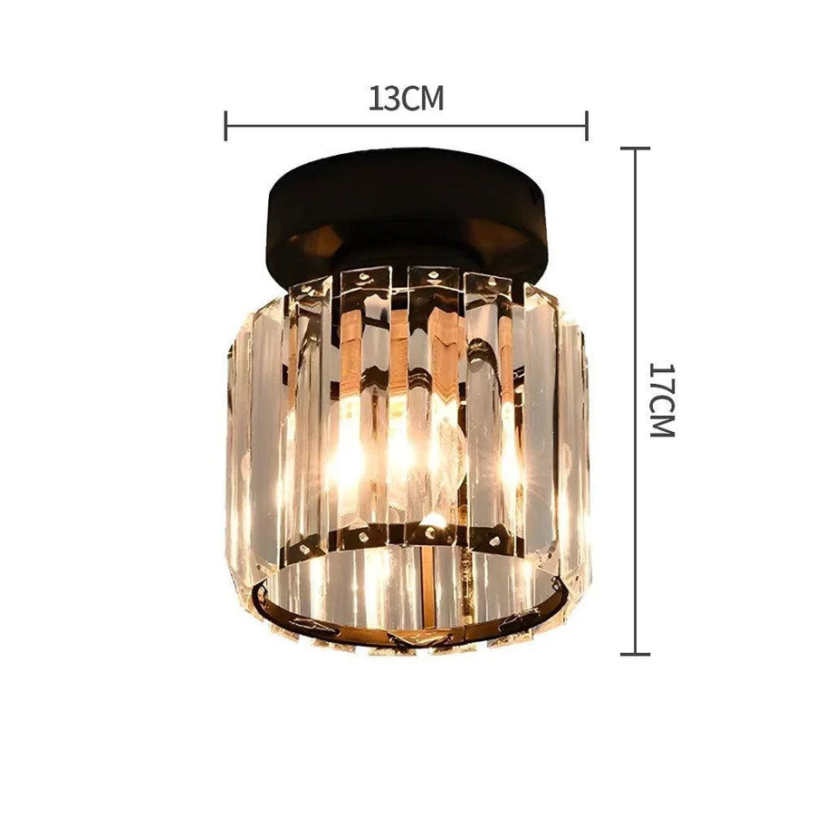 1-Light Flush Mount K9 Crystal Glass Hallway Ceiling Light, view 3