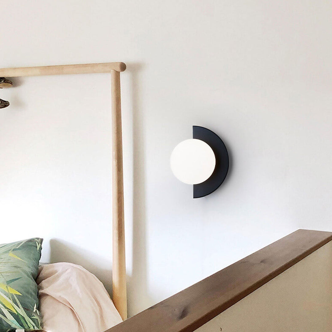 Half-Moon Wall Light | Opal Globe, 7 Colours