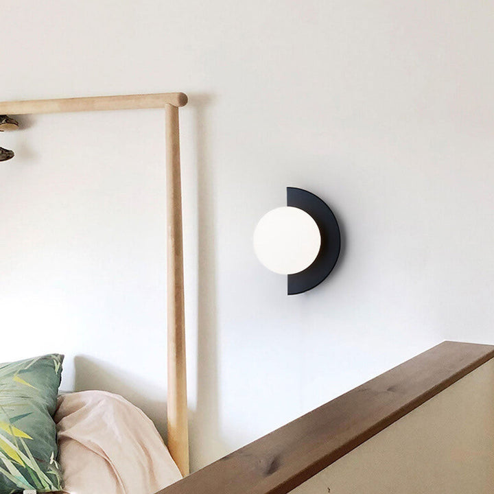 Half-Moon Wall Light | Opal Globe, 7 Colours