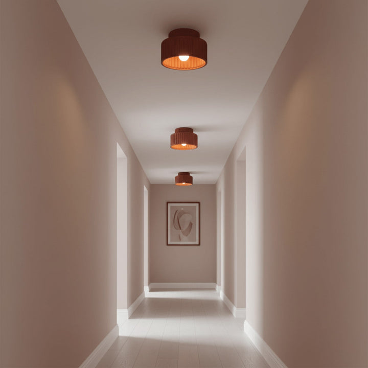 Ribbed Semi-Flush Ceiling Light | White, Beige, Green or Orange