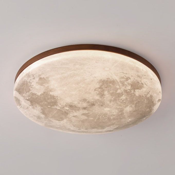 Modern Minimalist Moon Round Hardware PVC Acrylic LED Flush Mount Ceiling Light For Living Room