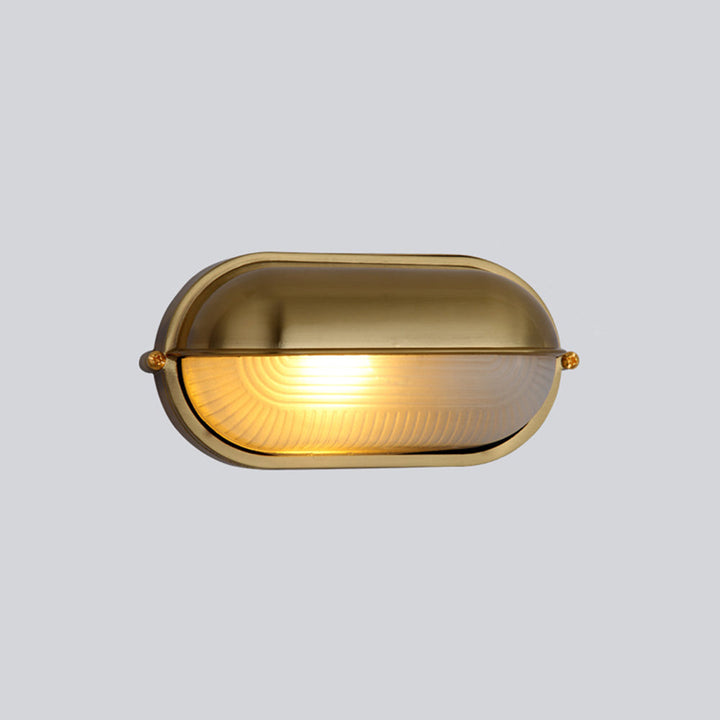 Bulkhead Outdoor Wall Light | Galvanised Silver or Brass, Ribbed Glass