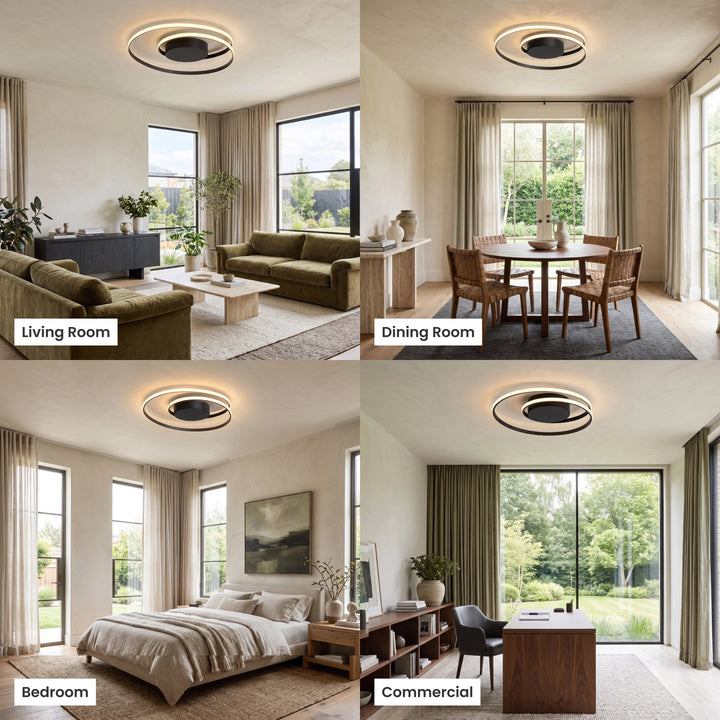 Sculptural Swirl LED Ceiling Light | Black or Gold