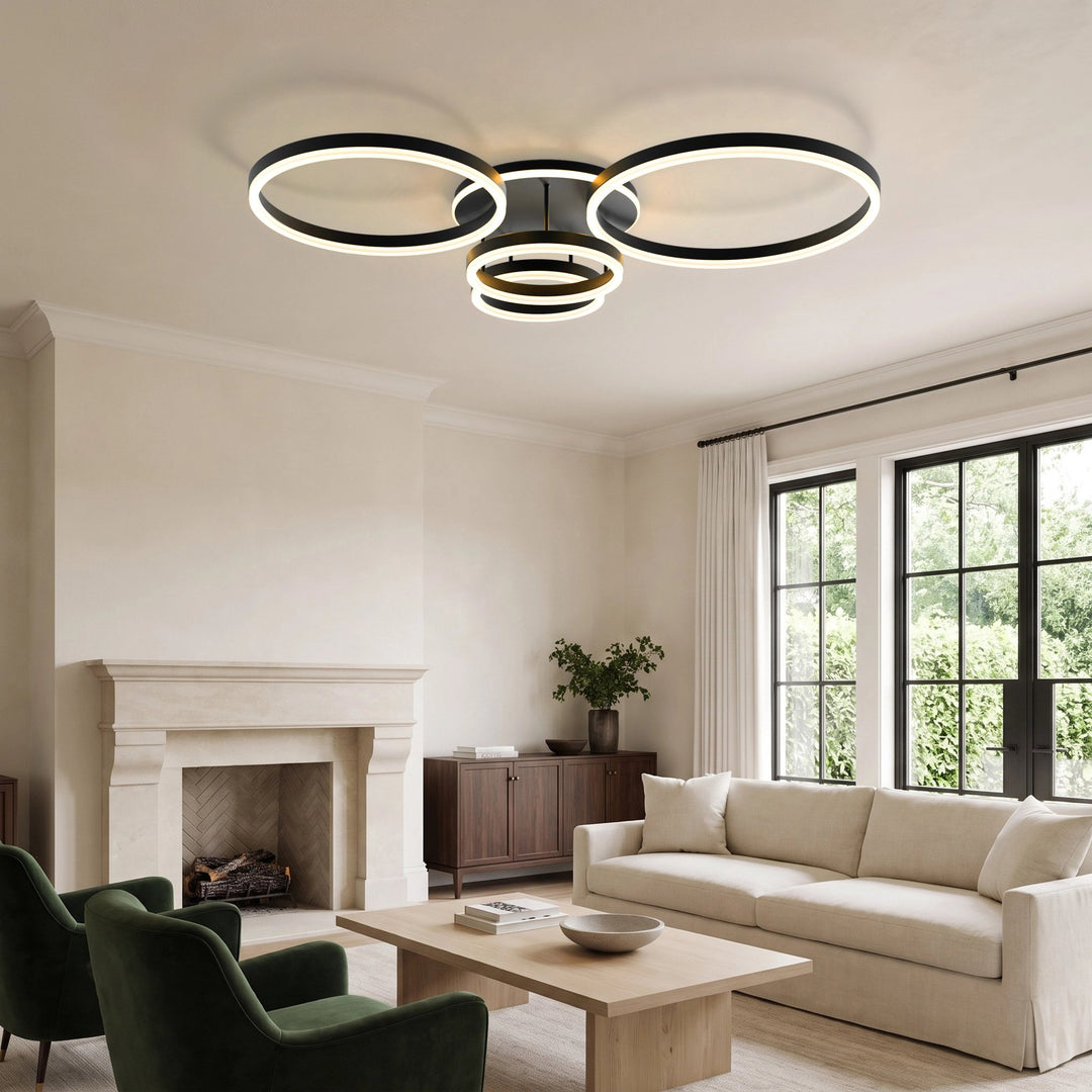 Ring LED Ceiling Light | Gold or Black, 1 to 5 Rings