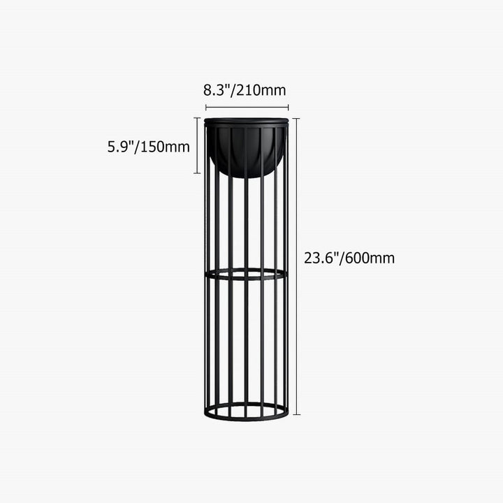 Black Metal Plant Pot with Stand