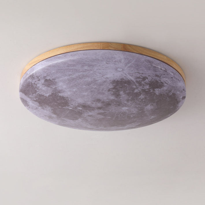Modern Minimalist Moon Round Hardware PVC Acrylic LED Flush Mount Ceiling Light For Living Room