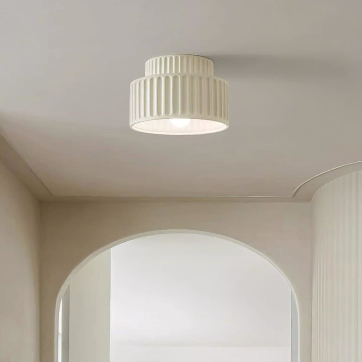 Ribbed Semi-Flush Ceiling Light | White, Beige, Green or Orange