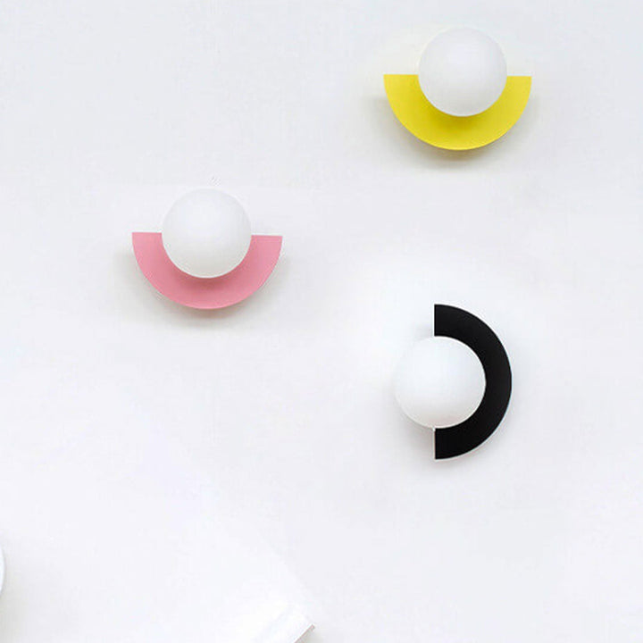 Half-Moon Wall Light | Opal Globe, 7 Colours
